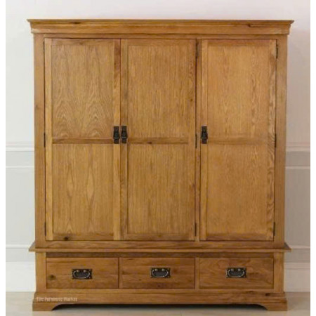 French Oak - 1m4 : Tủ Áo Gỗ Sồi 3 Cánh